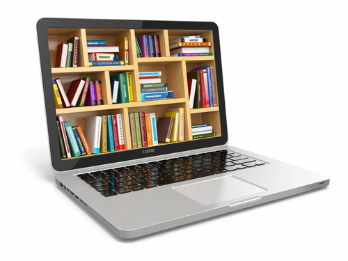 laptop with books