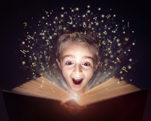magic letters coming out of book