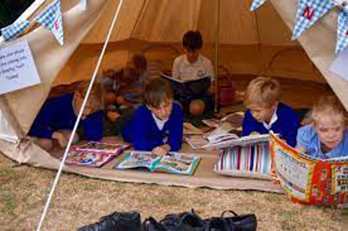 reading in a tent